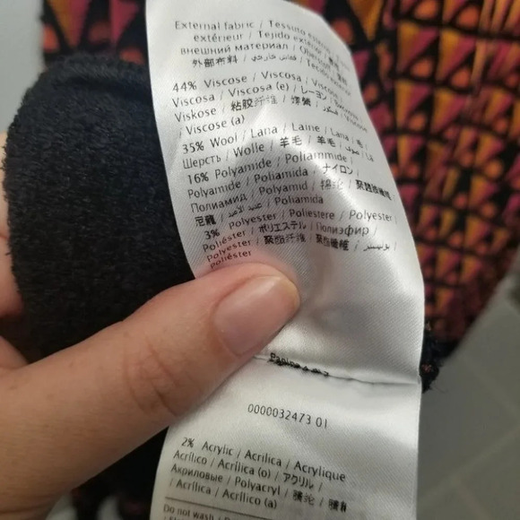 M Missoni Orange Pink Black Geometric Retro Crewneck Wool L - Picture 4 of 11